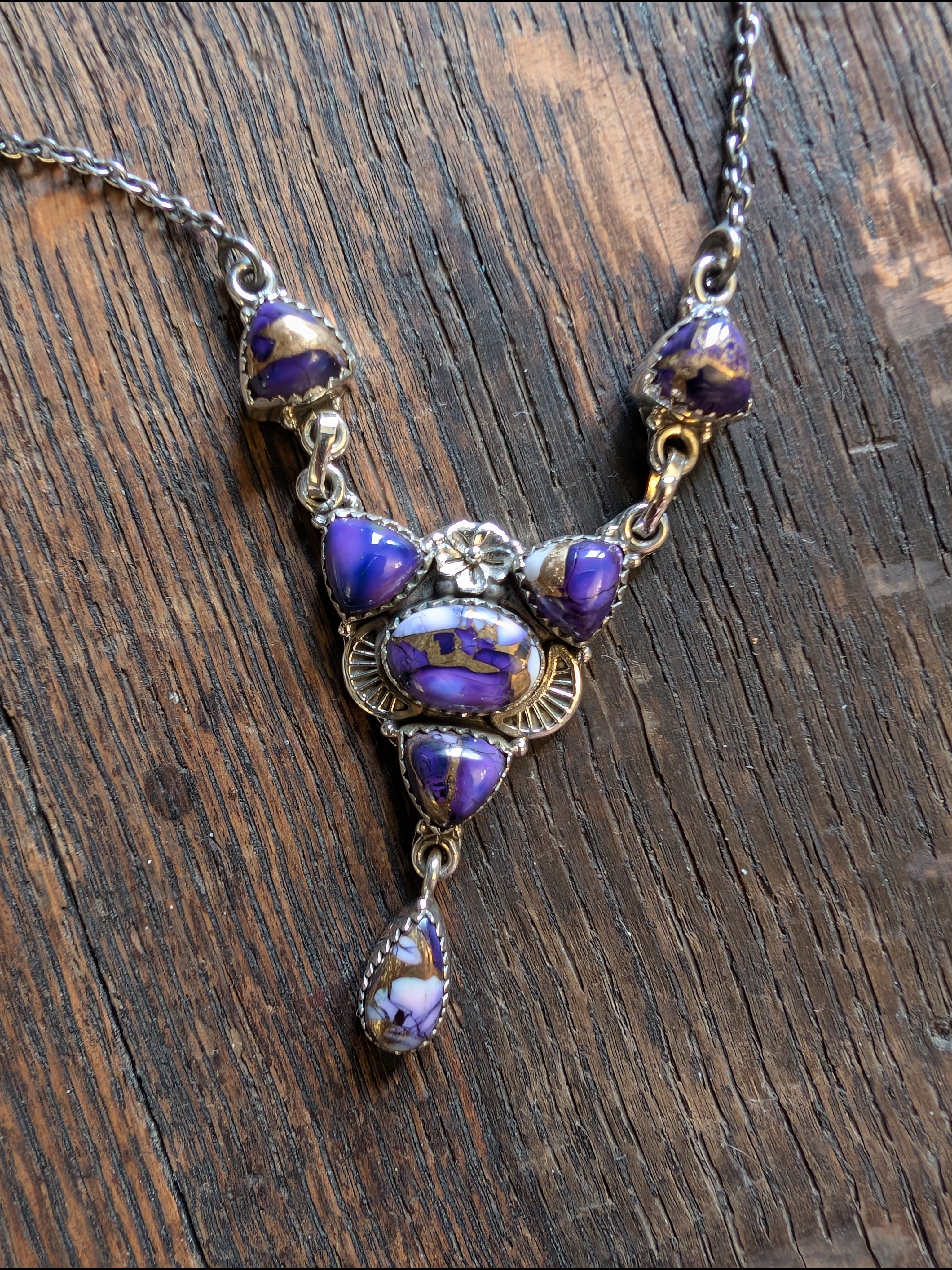 925 Sterling Purple Dahlia Stone Pendant Necklace - Women Jewelry